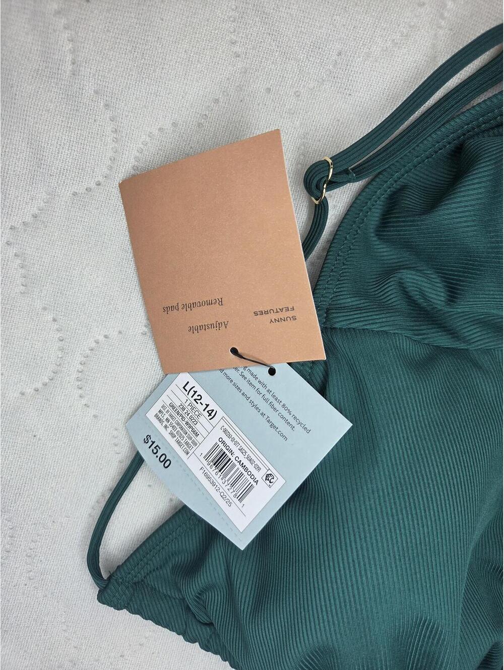 Shade & Shore Women's Green Triangle Bikini Top Size Large